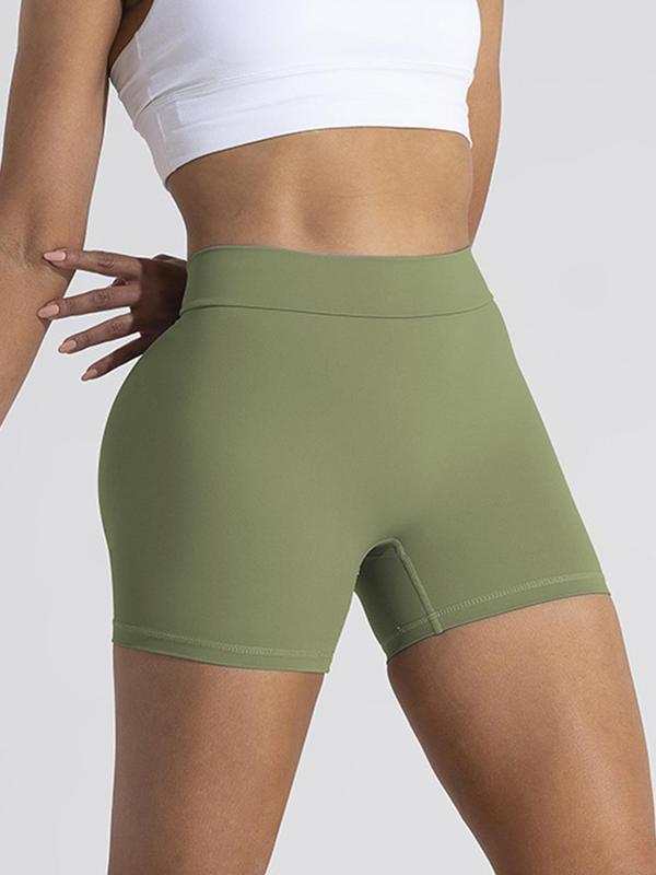 Women's Solid Ruched V-Waist Shorts, Casual Comfy Breathable Skinny Shorts for Yoga Gym Workout Running, Ladies Bottoms for All Seasons