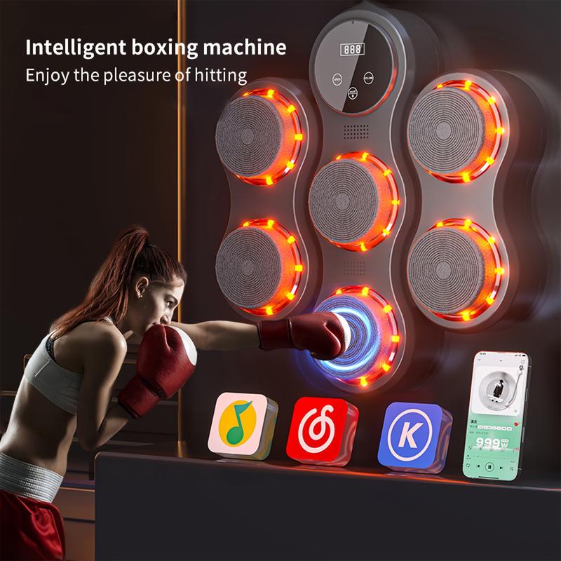 1PC Smart Wall-mounted Music Boxing Target with Wireless Exercise, Home, Indoor and Gym Boxing Game Consoles, Complimentary Boxing Gloves, USB Charger Mounted on the Back