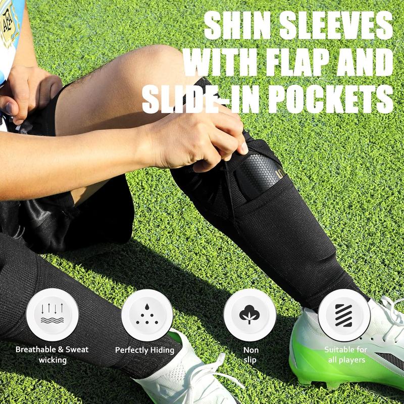 Soccer Shin Guards  and , Shin Pads Set with Shin Sleeves and Long Soccer Socks for Age 2-4, 3-5, 4-6, 6-8, 8-10, 10-12 Boys and Girls, Lightweight Soccer Equipment