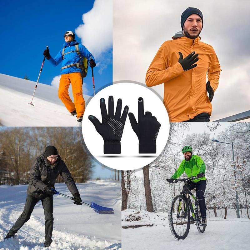 Touch Screen Sports Gloves, 2 Counts Winter Warm Gloves, Outdoor Sports Gloves for Running, Cycling, Hiking, Walking, Typing, Cold Work, Sports, Football