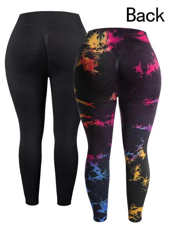  Solid & Tie Dye Print High Waist Sports Leggings, Workout Clothes Women, Casual Comfy Breathable Skinny Pants for Gym Workout Running, Yoga Pants, Women's Sport & Outdoor Clothing, Yoga Pants