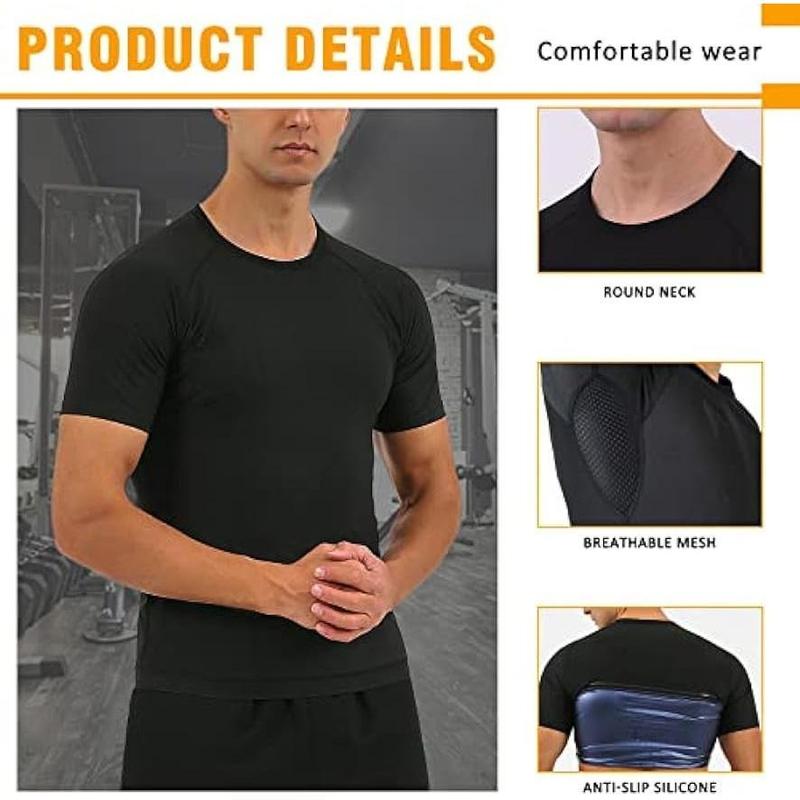 Men Sweat Sauna T-shirt Waist Trainer Suit Body Shapers Shapewear Corset Underwear Belly Control Fitness Tops