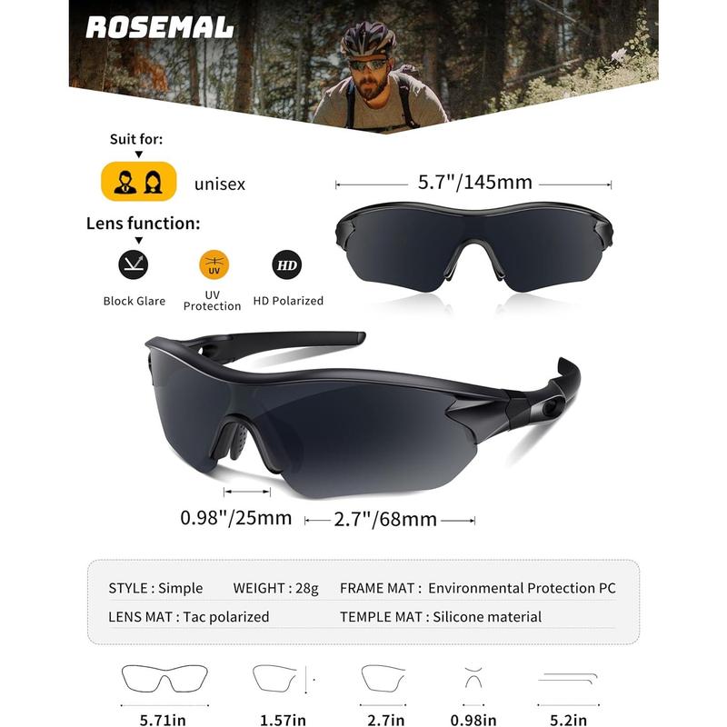 Polarized Sports Sunglasses for Men Women Youth Baseball Running Fishing Tennis Golf Cycling Driving Motor TAC UV400 TR90