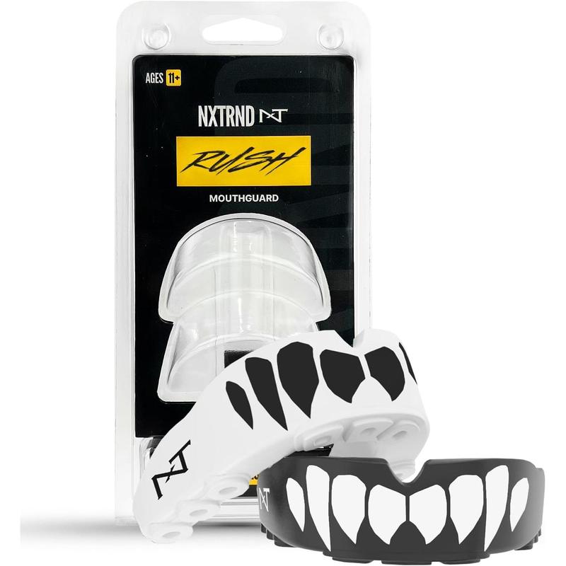 BAOGE-2 Pack Rush Mouth Guard for Boxing and Other Sports (Black & White Fangs)