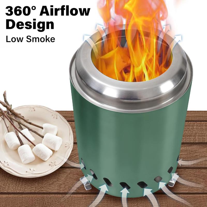 Mini Fire Pit for Table, Small Tabletop Fire Pit for Smores, Outdoor Firepit Tabletop with Carry Bag,Stainless Steel, Green