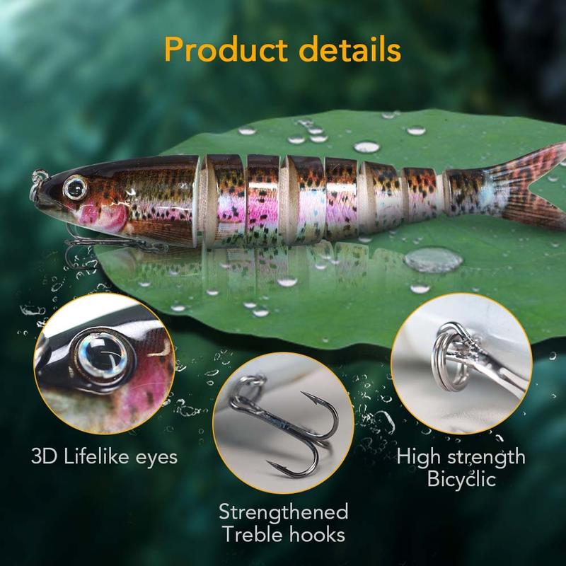 Summer 14cm Artificial Lures, Multi-section Bait, 3pcs set Simulated Knotted Lures with Hooks, Fishing accessories for fishing fans