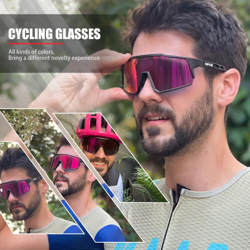 KAPVOE Polarized Cycling Glasses with 4 Interchangeable Lenses TR90 Sports Sunglasses Women Men Running MTB Bike