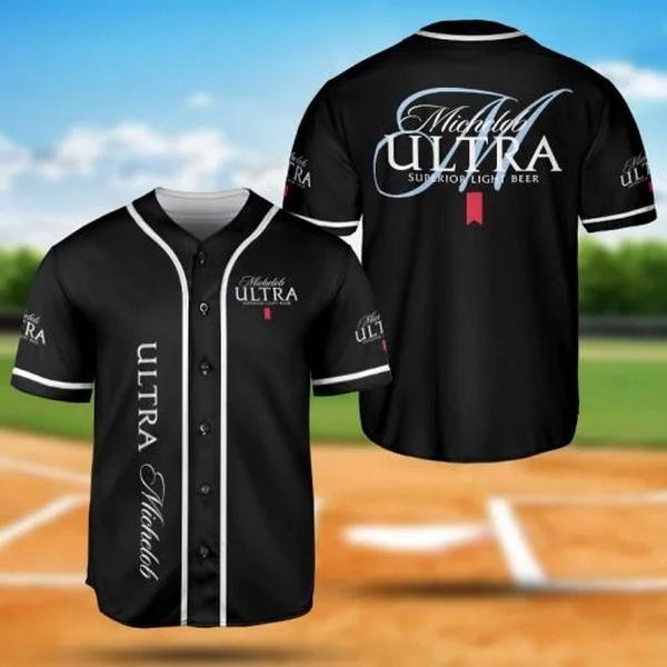 Michelob Ultra Golf Beer Black Baseball Jersey All Black Print Baseball Jersey Shirt