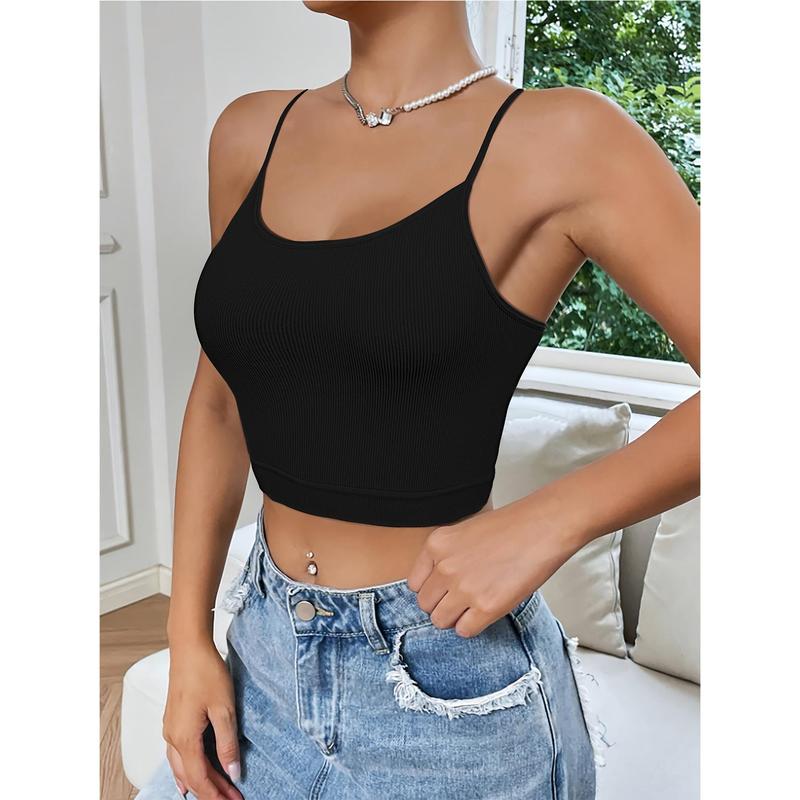 4-Pack Women's Bohemian Style Sports Bralettes - Wireless, Stretchable Cami Crop Tops Bras - Ladies Intimate Apparel In Black