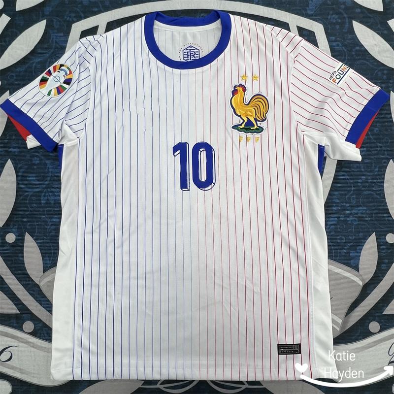 Euro 2024 France Away Mbappe Number No.10  Short Sleeve Soccer  Jersey