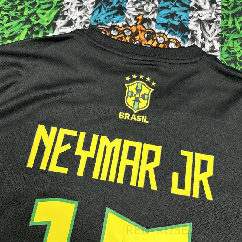 Nike 2425 Brazil Black Short Sleeve Special Edition Redeemer Five Star Neymar Jr  Soccer Jersey