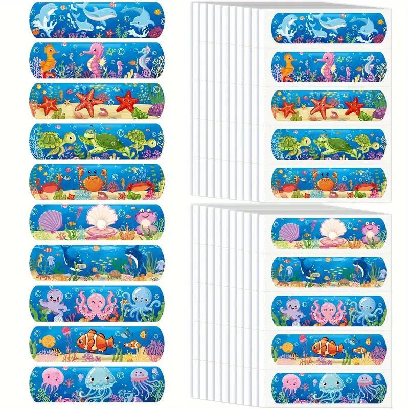 Marine Theme Pattern Sports Tape, 20 100pcs Waterproof Breathable Self Adhesive Elastic Bandage, Sports Accessories for Home Gym Workout