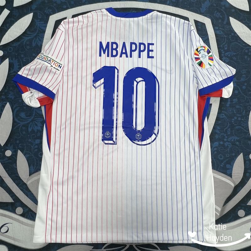 Euro 2024 France Away Mbappe Number No.10  Short Sleeve Soccer  Jersey