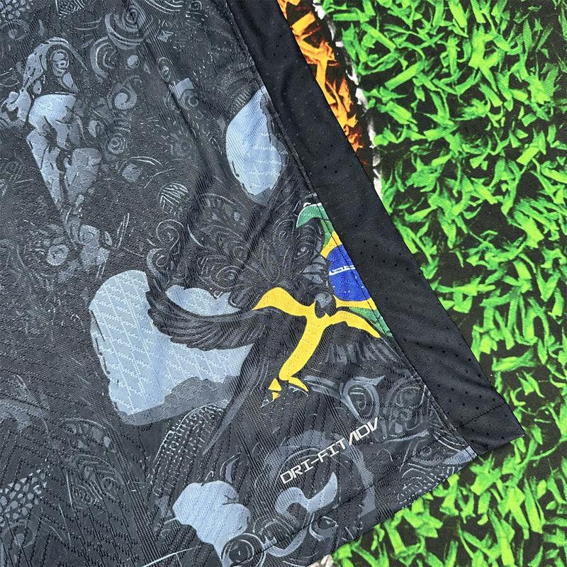 Nike 2425 Brazil Black Short Sleeve Special Edition Redeemer Five Star Neymar Jr  Soccer Jersey