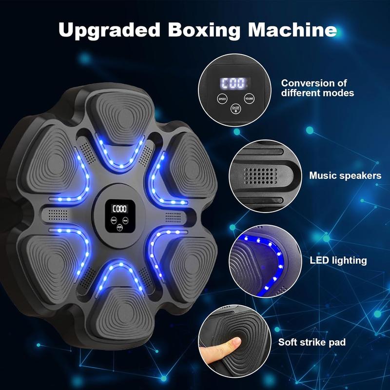 Smart Music Boxing Machine with Boxing Gloves, Wall Mounted Bluetooth-compatible Music Boxing Trainer, Electronic Boxing Target, Workout Punching Equipment for Home