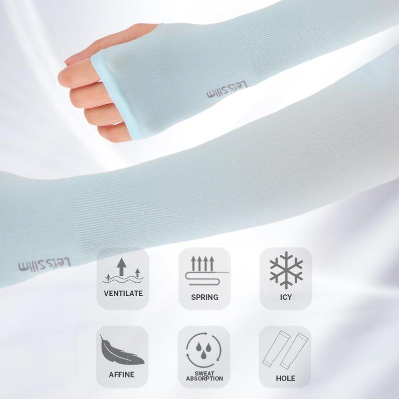 1 Pair Anti-UV Ice Silk Arm Sleeve, Sunscreen Fingerless Glove, Bicycle Arm Sleeve