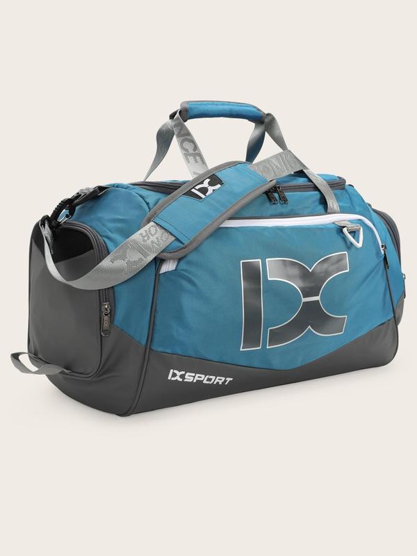 Unisex's Letter Pattern Sports Gym Bag, Sporty Large Capacity Travel Bag for Men & Women, Waterproof Sports Bag for Swim Travel Working Out