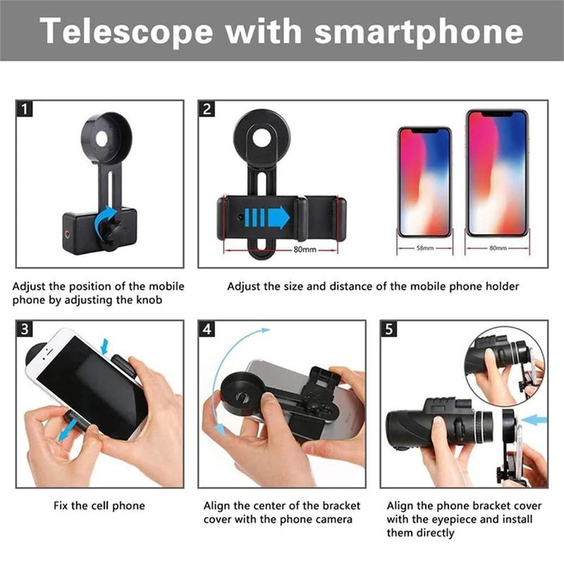 Portable Monocular Telescope, 80x100 High Definition Monocular Telescope with BAK4 Prism & FMC Lens, Outdoor Adventure Bird Watching Telescope