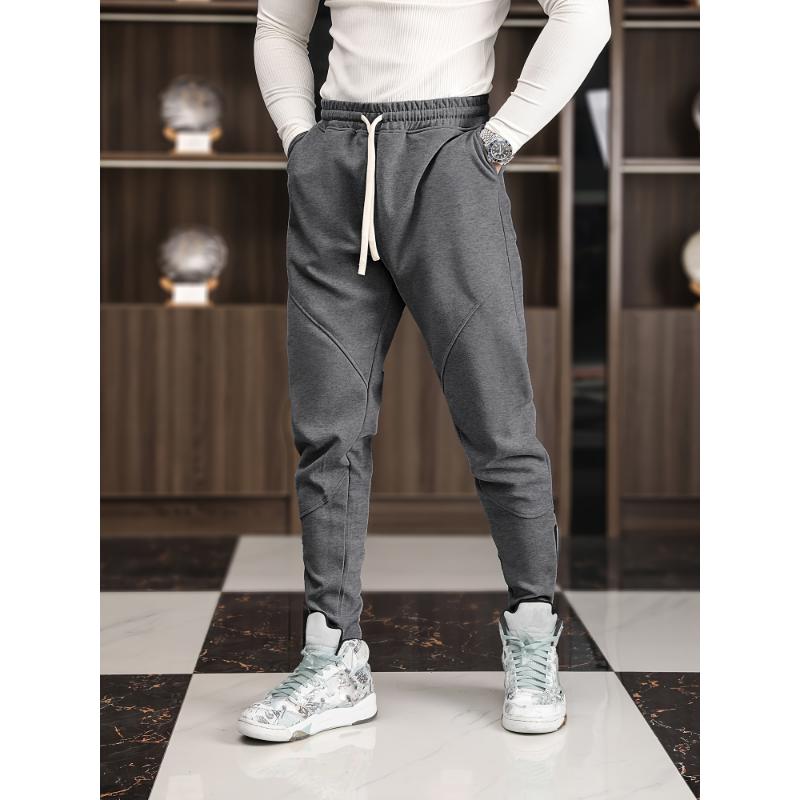 Comfortable Mens Solid Stretch Jogger Pants - Stylish Loose Fit with Adjustable Drawstrings for Breathable, All-Season Outdoor Wear