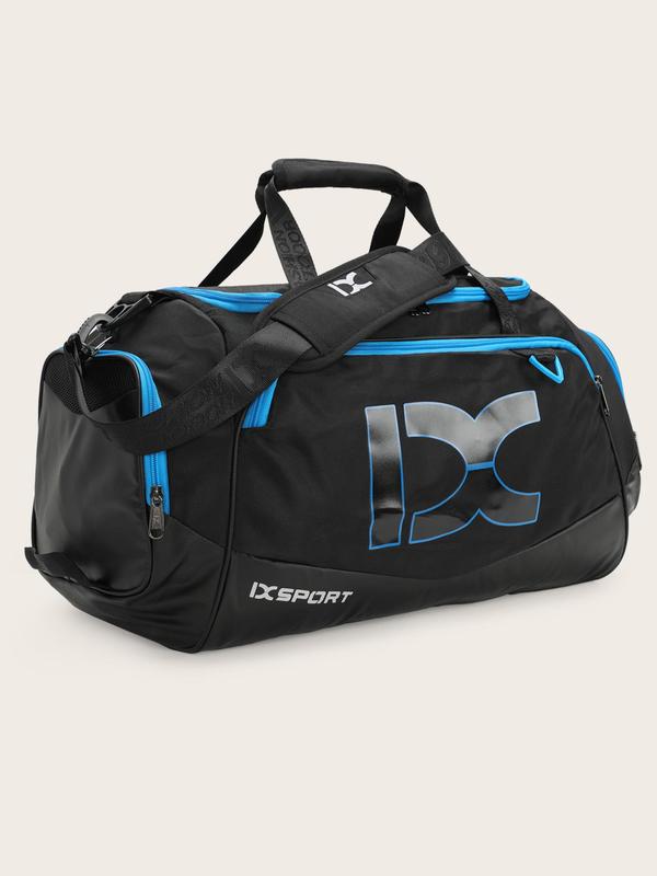 Unisex's Letter Pattern Sports Gym Bag, Sporty Large Capacity Travel Bag for Men & Women, Waterproof Sports Bag for Swim Travel Working Out