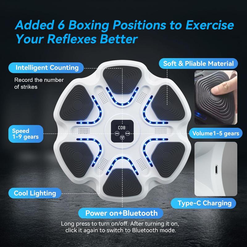 Smart Music Boxing Machine with Boxing Gloves, Wall Mounted Bluetooth-compatible Music Boxing Trainer, Electronic Boxing Target, Workout Punching Equipment for Home