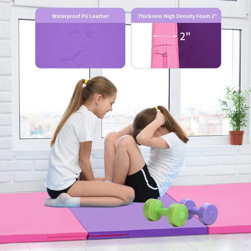 Gymnastics Mat 6'x3'x2'' 4'x8'x2'' Exercise Mat Gym Mat for Home Aerobics Workout Foldable Tumbling Mat Gifts