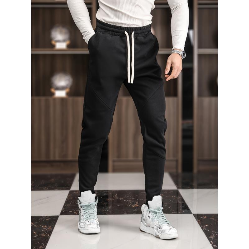 Comfortable Mens Solid Stretch Jogger Pants - Stylish Loose Fit with Adjustable Drawstrings for Breathable, All-Season Outdoor Wear