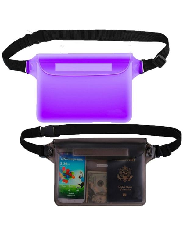 Sporty Unisex's Velcro Closure Transparent Waterproof Phone Pouch, Sports Adjustable Waist Strap Screen Touch Bag, Sports Bag for Swimming Kayaking Boating Fishing Beach Diving Surfing