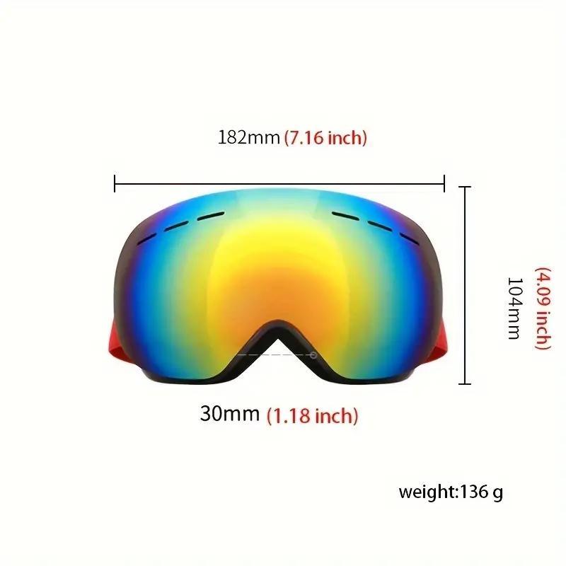 Ski Goggles, Double Layer Adjustable Large Viewing Sphere Ski Goggles, Multifunction Goggles for Ski Mountaineering, Snowboarding Supplies