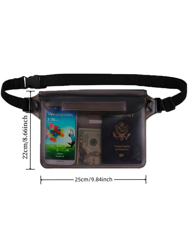 Sporty Unisex's Velcro Closure Transparent Waterproof Phone Pouch, Sports Adjustable Waist Strap Screen Touch Bag, Sports Bag for Swimming Kayaking Boating Fishing Beach Diving Surfing