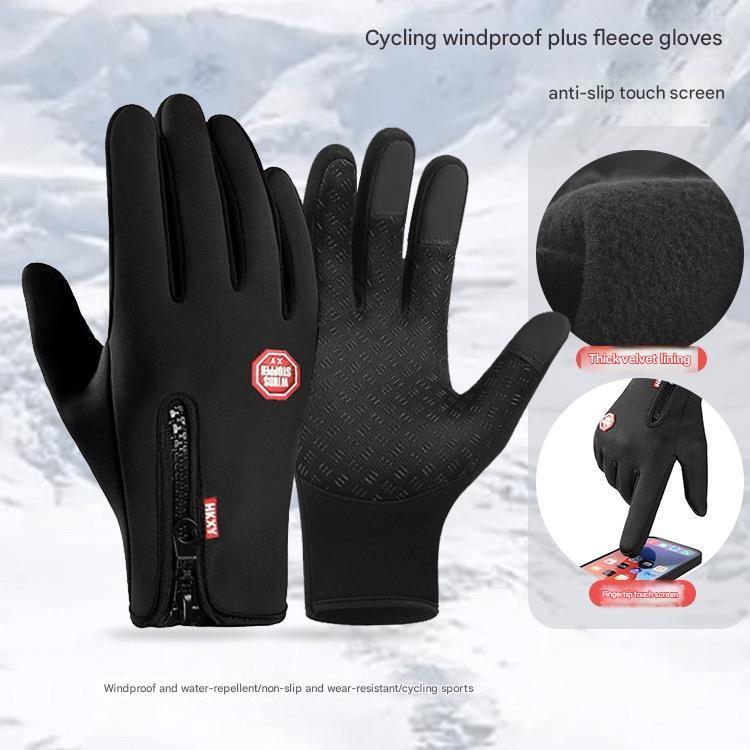 Winter Outdoor Cycling Gloves Men Women - Windproof Waterproof Touchscreen Non-slip Gloves for Cycling, Driving, Running, Hiking, Working slider  gloves