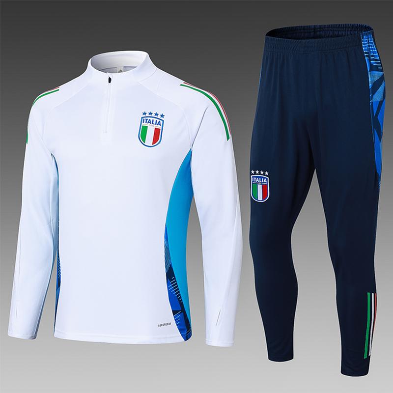 24-25 Ltalian Long-Sleeved Tracksuit Slim-fit Version High Quality  White Breathable Quick-drying Training Suit Set