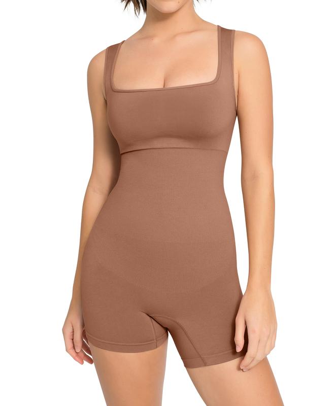 FeelinGirl Womens Jumpsuits Shorts Workout Romper Square Neck Bodysuit Yoga Bodycon Summer Outfits