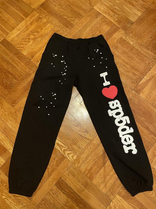 Sp5der Heart Sp5 Sweatpants Black – Restock AR, Unisex Sweatpants, Unisex Joggers, Trend Sweatpants, No Pockets