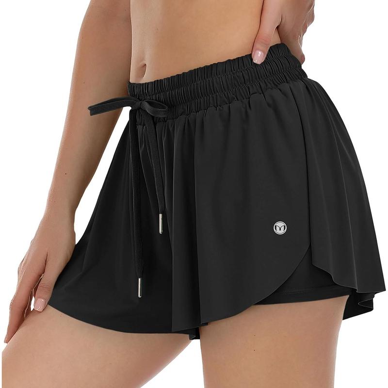 2 in 1 Womens Flowy Athletic Shorts for Running,Yoga,Workout,Biker Butterfly Shorts with Pocket in Summer