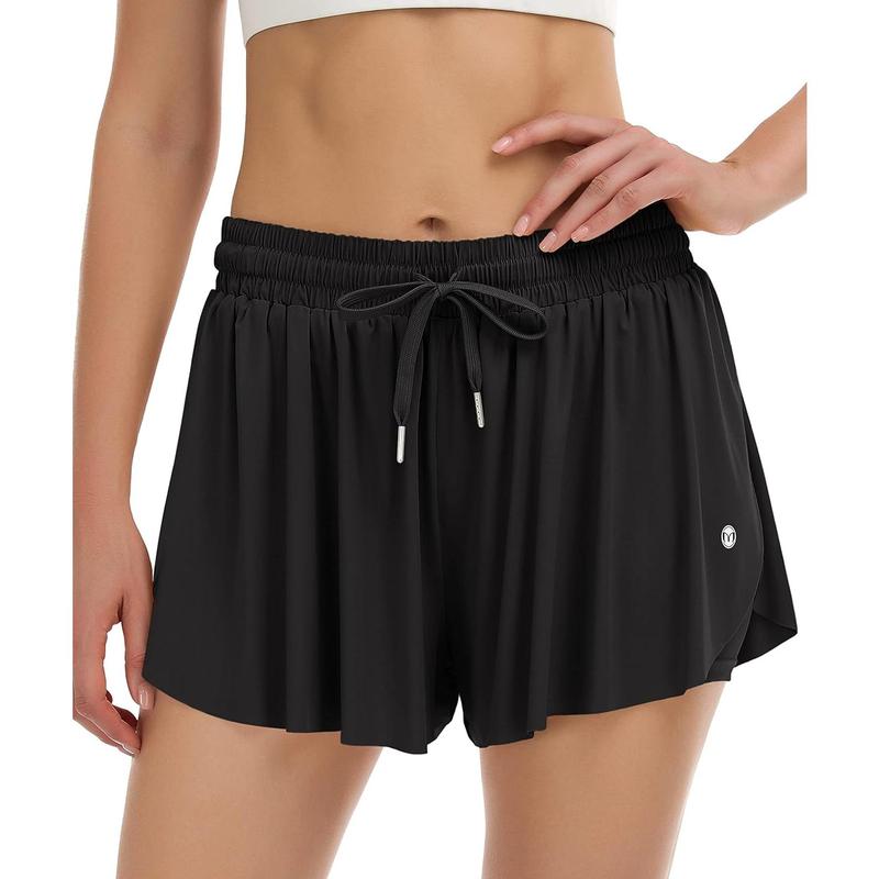 2 in 1 Womens Flowy Athletic Shorts for Running,Yoga,Workout,Biker Butterfly Shorts with Pocket in Summer