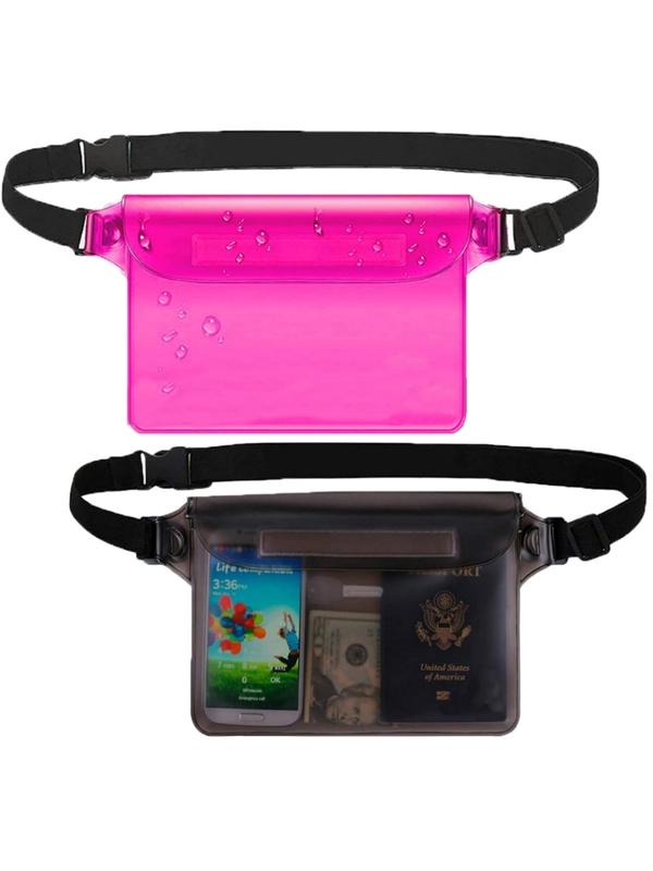 Sporty Unisex's Velcro Closure Transparent Waterproof Phone Pouch, Sports Adjustable Waist Strap Screen Touch Bag, Sports Bag for Swimming Kayaking Boating Fishing Beach Diving Surfing