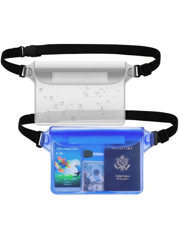 Sporty Unisex's Velcro Closure Transparent Waterproof Phone Pouch, Sports Adjustable Waist Strap Screen Touch Bag, Sports Bag for Swimming Kayaking Boating Fishing Beach Diving Surfing