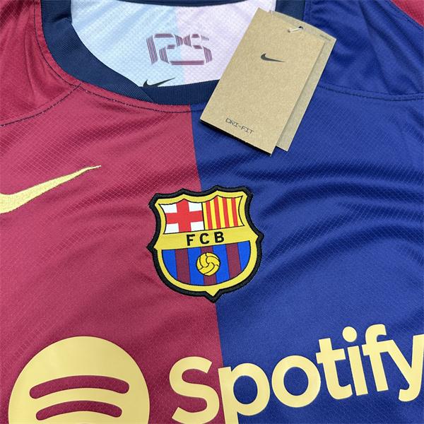 NIKE 2425 FC Barcelona Home Red Blue Short Sleeve Top No.19 Lamine Yamal Retro 125th Anniversary Special Edition Soccer Jerseys Quick Drying