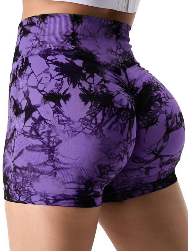 Women's Summer Tie Dye Print High Waist Sports Shorts, Summer Clothes, Sporty High Stretch Shorts, Biker Shorts, Gym Shorts, Back To School Clothes, Ladies Sportswear for Indoor Outdoor, Gym Clothes, Womenswear