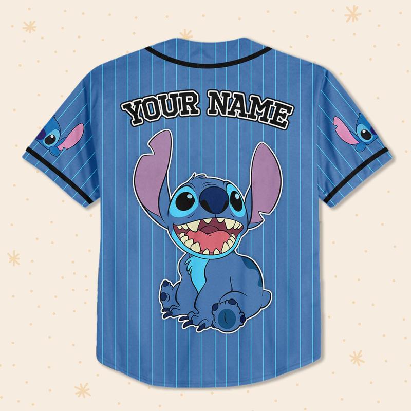 DISNEY MICKEY & CO. Custom Disney Lilo and Stitch Stitch Blue Simple Baseball Custom Youth Disney Baseball Jersey Stitch Birthday Gift For Fans