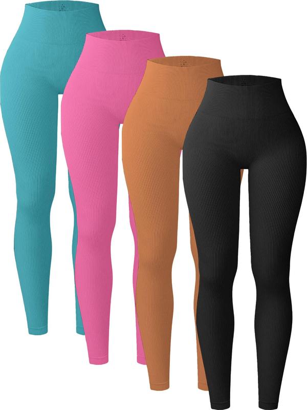 Women's Solid High Waist Sports Leggings, High Stretch Yoga Leggings, Ladies Sportswear for Indoor Outdoor Wear