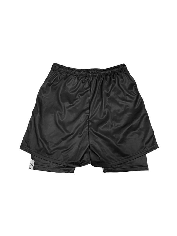 Sporty Men's Skull Print 2-IN-1 Drawstring Waist Sports Shorts, Regular Fit Breathable Pocket Elastic Waist Shorts for Summer, Men's Sportswear for Gym Workout Running