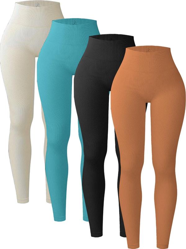 Women's Solid High Waist Sports Leggings, High Stretch Yoga Leggings, Ladies Sportswear for Indoor Outdoor Wear