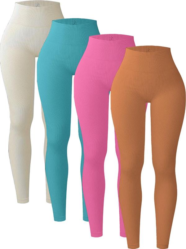 Women's Solid High Waist Sports Leggings, High Stretch Yoga Leggings, Ladies Sportswear for Indoor Outdoor Wear