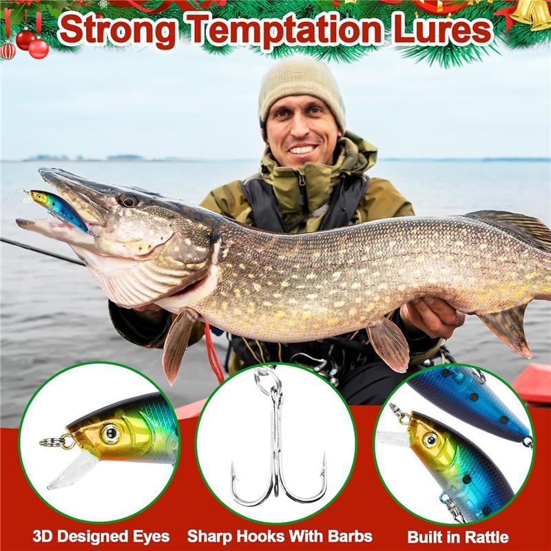 Fishing Advent Calendar 2024-24 Days of Christmas Countdown Calendar with Fishing Lures Set for Fisher Adult Men Teen Boys - Christmas Gifts for Dad Men Stocking Stuffers