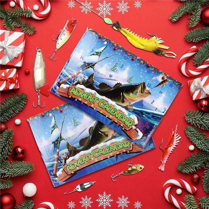 Fishing Advent Calendar 2024-24 Days of Christmas Countdown Calendar with Fishing Lures Set for Fisher Adult Men Teen Boys - Christmas Gifts for Dad Men Stocking Stuffers