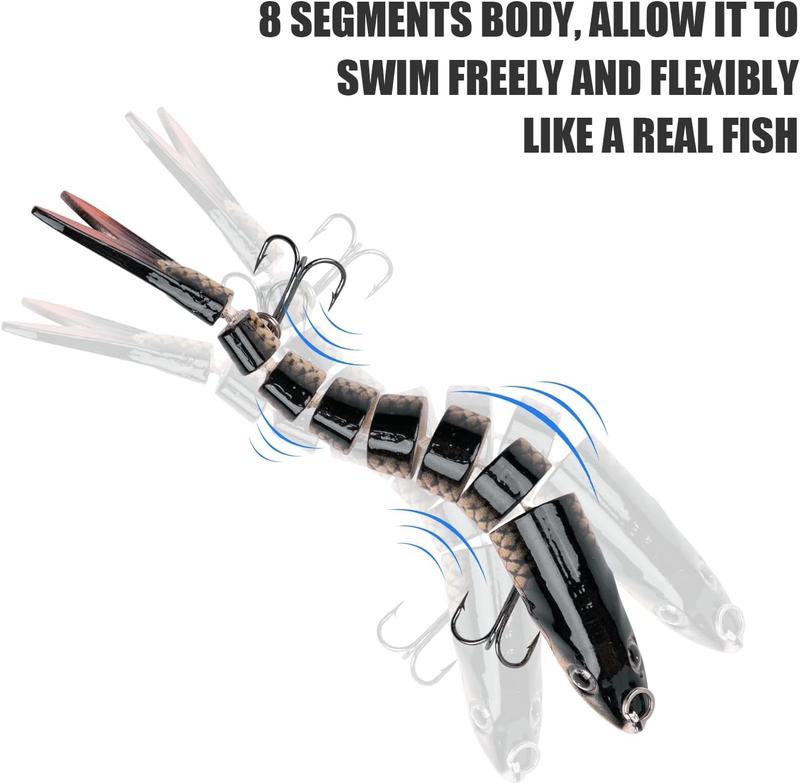 Fishing Lures for Bass, Topwater Fishing Lures, Multi Jointed Swimbaits, Lifelike Slow Sinking Swimming Bass Lures for Freshwater and Seawater Fishing Accessories