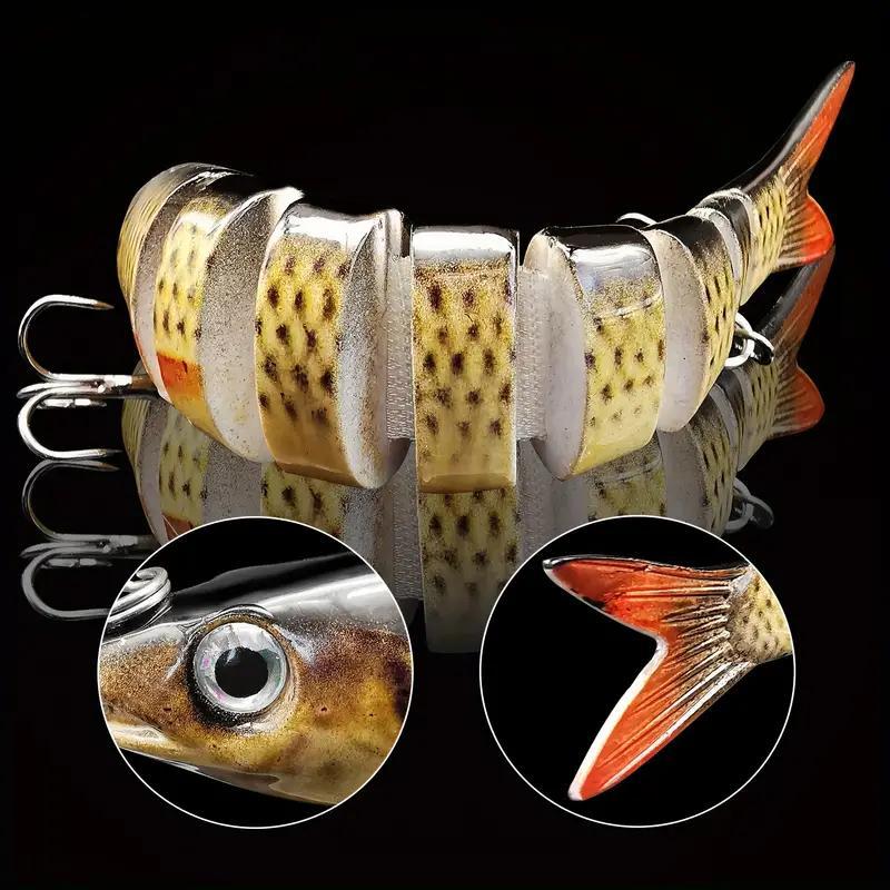 Artificial Fishing Lure, 3 Counts Sinking Multi-section Bionic Fishing Lure with 2 Treble Hooks, Durable and Lifelike Design for Catching More Fish