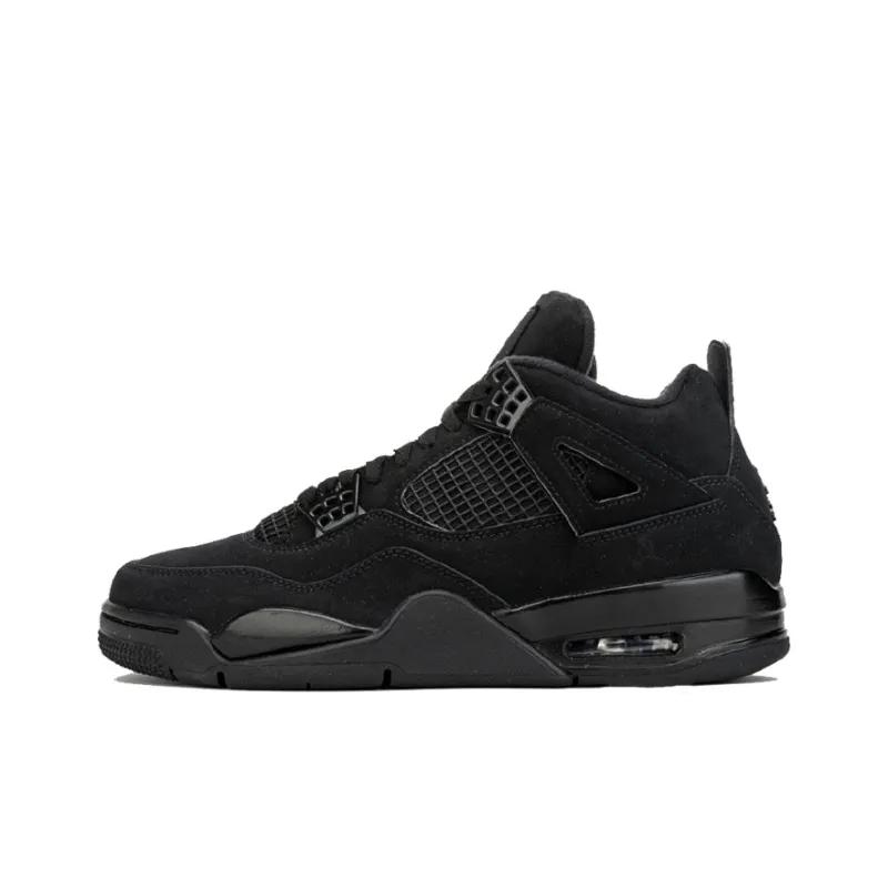 Jordan 4 popular black cat fashion trend retro casual shoes, anti slip, wear-resistant, shock-absorbing, versatile basketball sports shoes